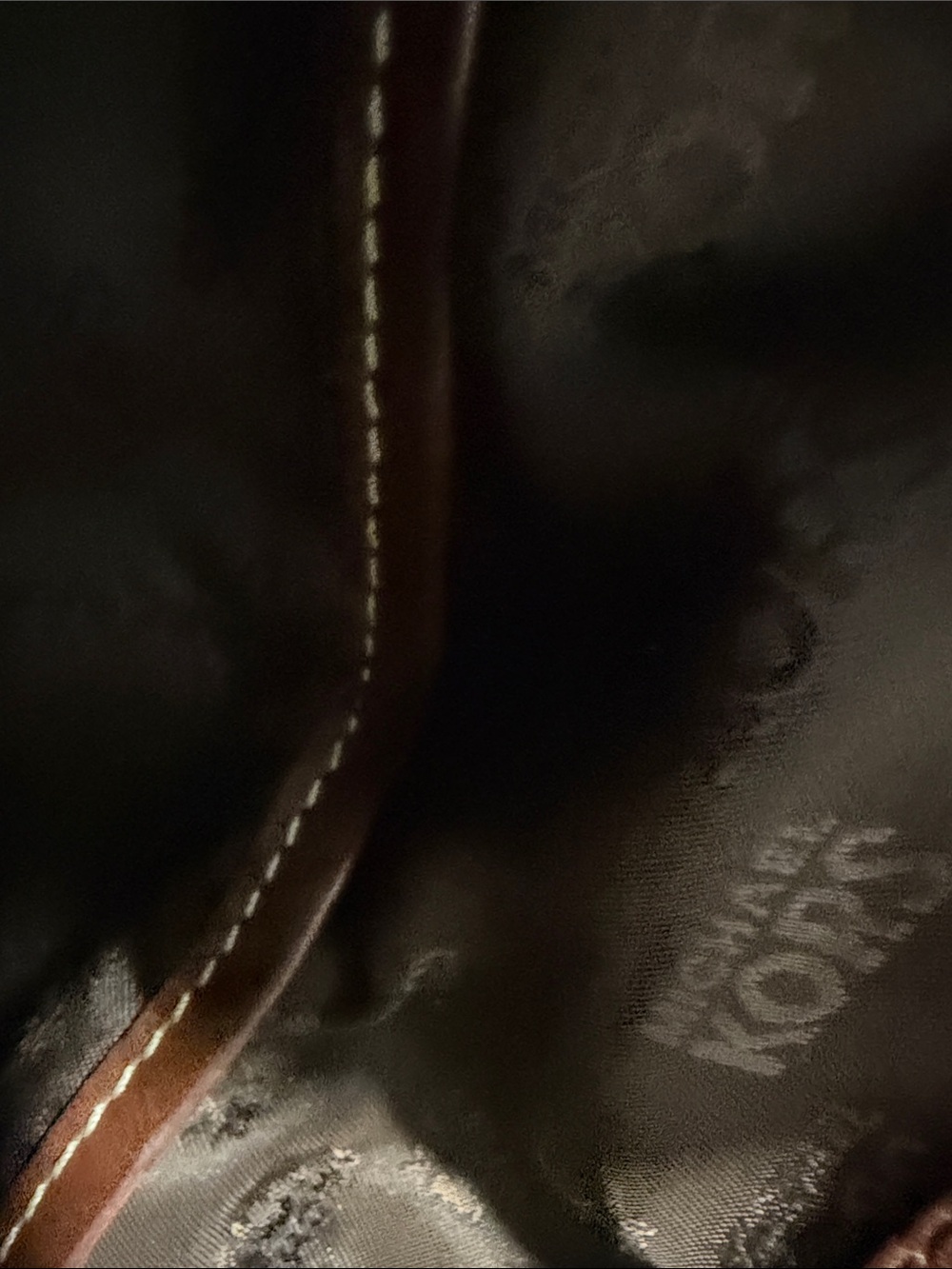 Michael Kors Brown MK Logo Drawstring Tote with Leather Trim - Picture 10 of 12